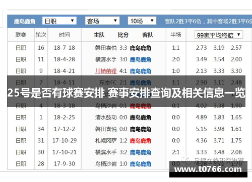 25号是否有球赛安排 赛事安排查询及相关信息一览